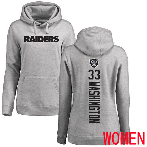Oakland Raiders Ash Women DeAndre Washington Backer NFL Football 33 Pullover Hoodie Sweatshirts
